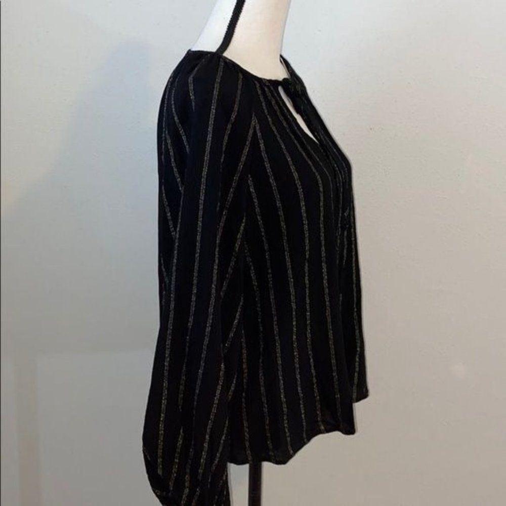 Maven West Black Blouse with Metallic Pinstripes - Picture 3 of 7